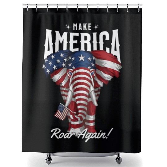 Republican Make America Roar Again Election 2024 Shower Curtains