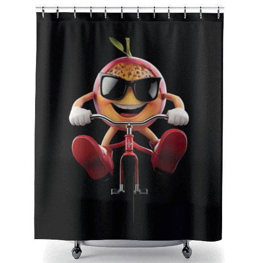 Passion Fruit Cycling On Bike Realistic Shower Curtains
