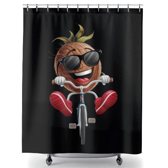 Coconut Cycling On Bike Realistic Shower Curtains