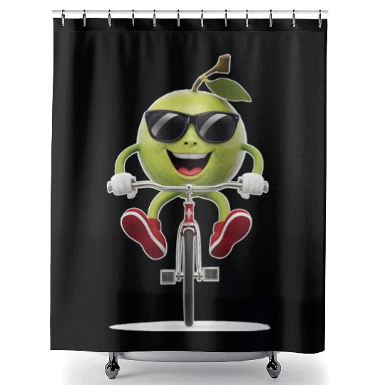 Guava Cycling On Bike Realistic Shower Curtains