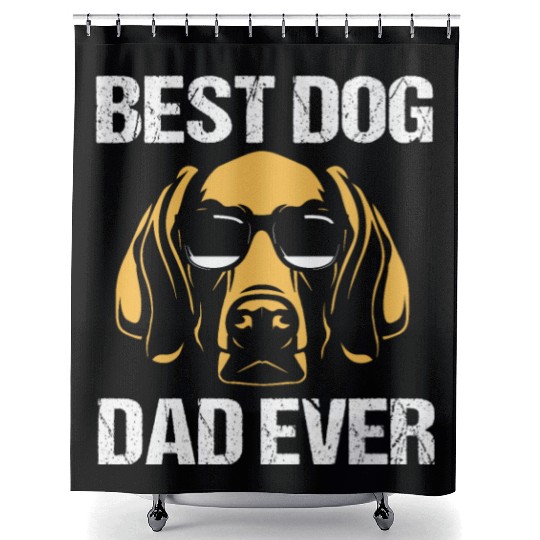 Fathers Day Dog Wearing Sunglasses Weimaraner Dad Shower Curtains