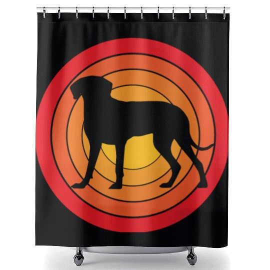 Retro Sunset Weimaraner Dog Silhouette Shower Curtains
