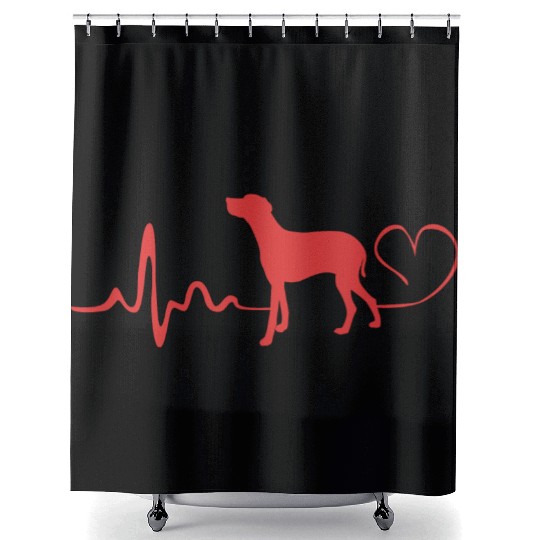 Dog Lover Heartbeat Weimaraner Dog Silhouette Shower Curtains