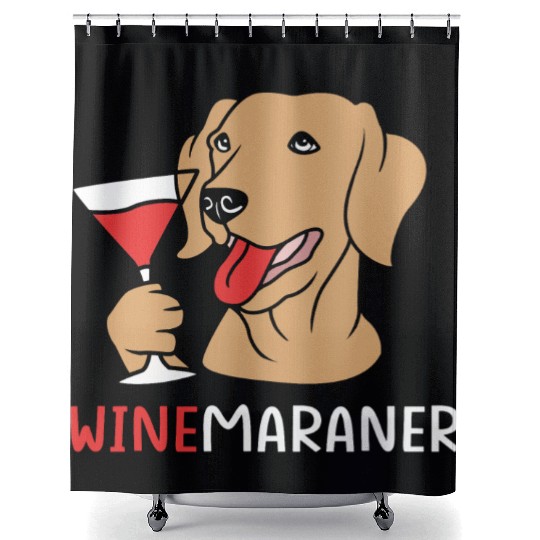 Winemaraner Dog Mom Wine Lover Funny Weimaraner Shower Curtains