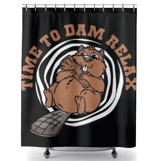 Time To Dam Relax North American Eurasian Beaver Shower Curtains