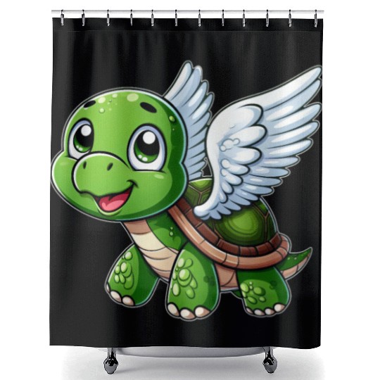 Turtle Angel Wings Halo Farm Farmer Shower Curtains