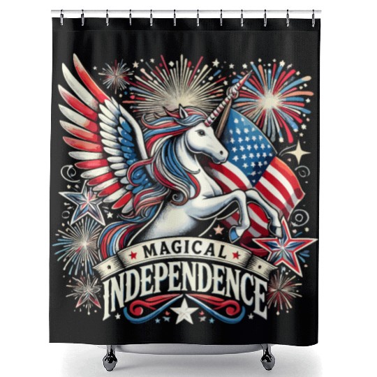 Star-Spangled Unicorn with American Pride and Shower Curtains