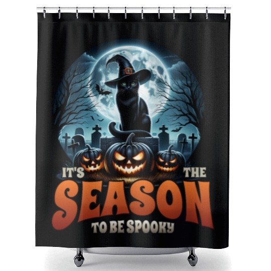 Scaredy Cat No Treats Just Halloween Tricks Shower Curtains