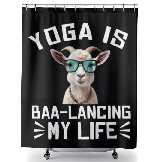 Goat Yoga Balancing My Life Shower Curtains