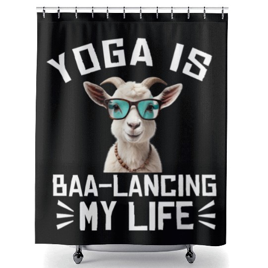 Goat Yoga Balancing My Life Shower Curtains