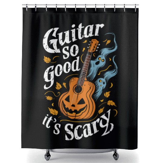 musical pumpkin autumn vibes spooky guitar autumn Shower Curtains