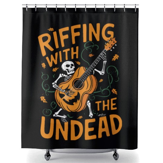 musical pumpkin autumn vibes spooky guitar autumn Shower Curtains