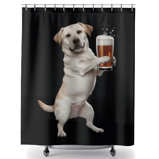 Labrador Drinking Beer Realistic Shower Curtains