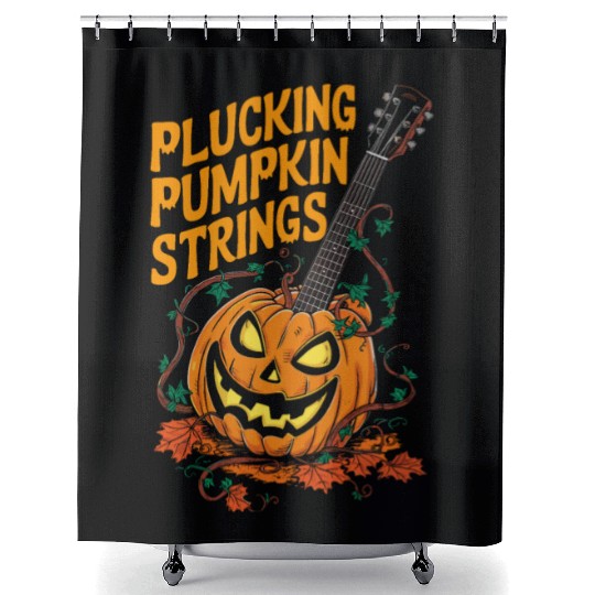 musical pumpkin autumn vibes spooky guitar autumn Shower Curtains