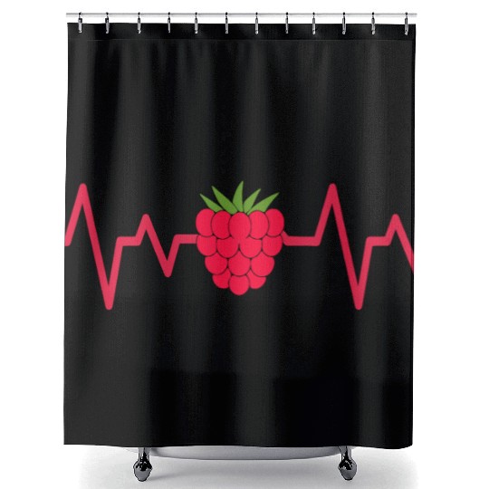 raspberry heart beat funny cute for fruit lover Shower Curtains