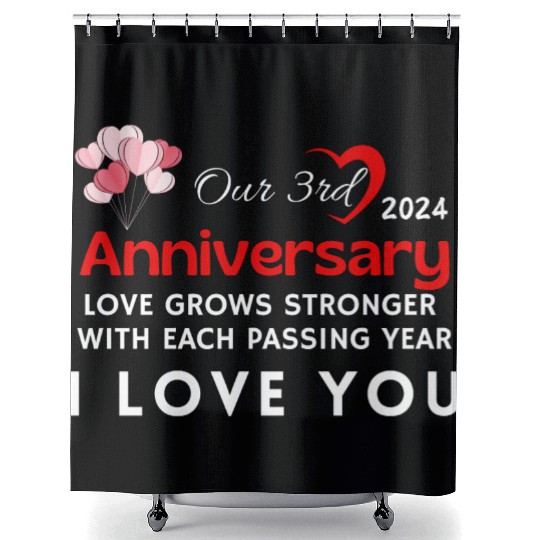 3th Anniversary I Love You Shower Curtains