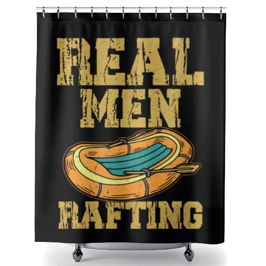 Real Men Rafting Paddling Wild River White Water Shower Curtains