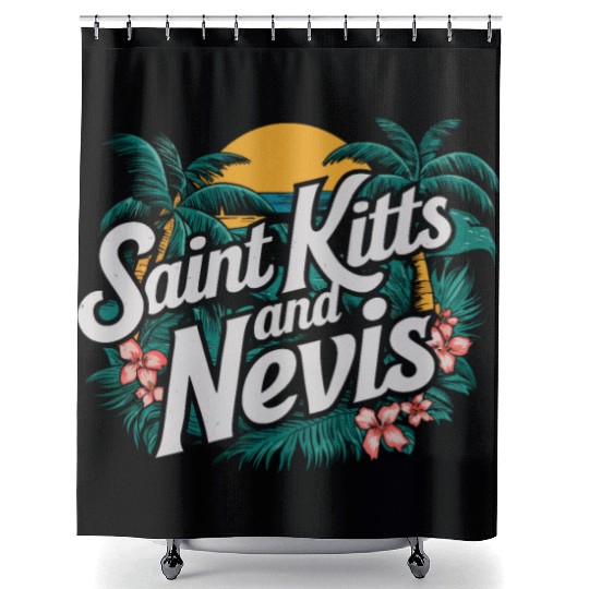 Saint Kitts And Nevis Souvenir Tropical Paradise Shower Curtains