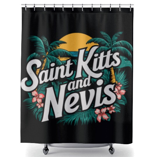 Saint Kitts And Nevis Souvenir Tropical Paradise Shower Curtains
