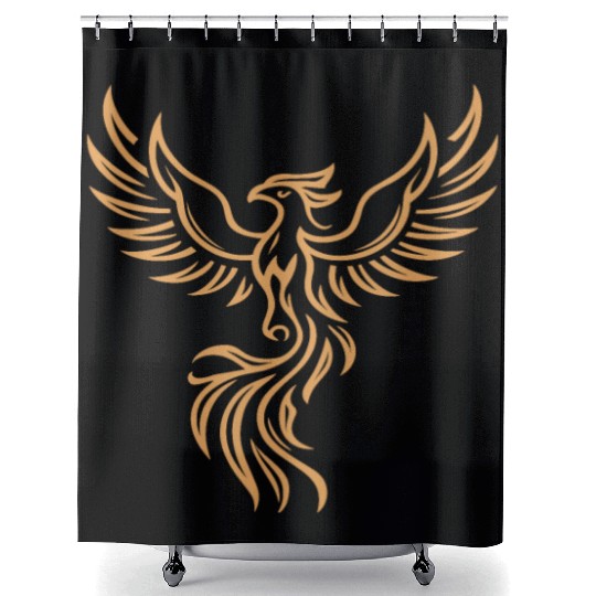 Phoenix Majestic Tribal Art Bird Fire Symbol Shower Curtains