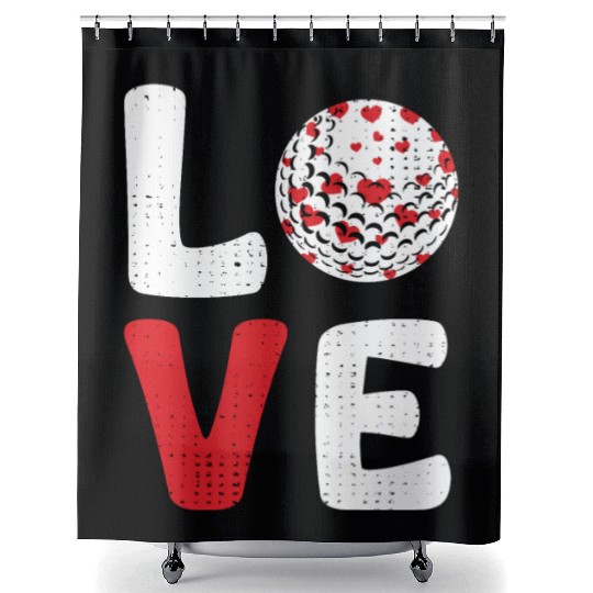 Valentine s Day Love Golfball Shower Curtains
