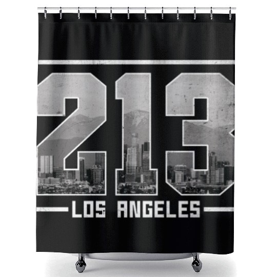 Los Angeles 213 Area Code California Skyline Shower Curtains