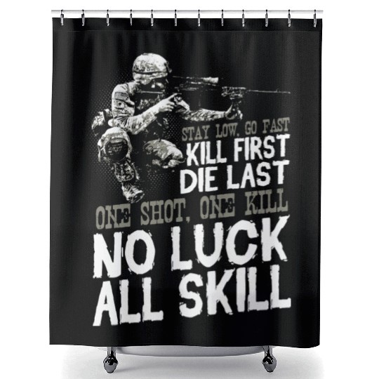 Veteran Design - No Luck All Skill Shower Curtains