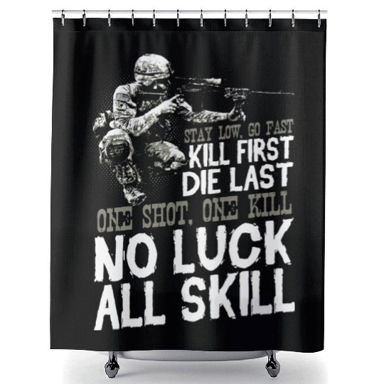 Veteran Design - No Luck All Skill Shower Curtains