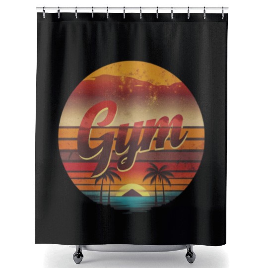 Vintage GYM Sunset Workout Streetwear Style Shower Curtains