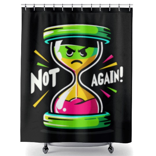 Angry Hourglass Not Again Lime Green Trendy Colors Shower Curtains