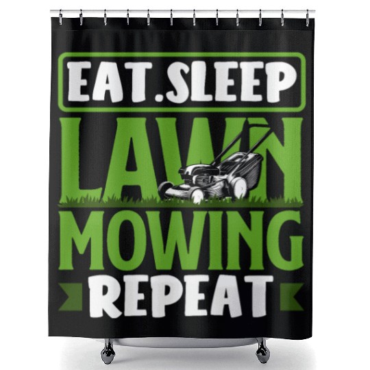 Eating Sleeping Lawn Mowing Landscaper Gardener Shower Curtains