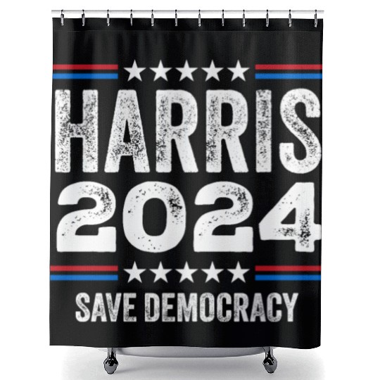 Kamala Harris 2024 Save Democracy US Election Shower Curtains