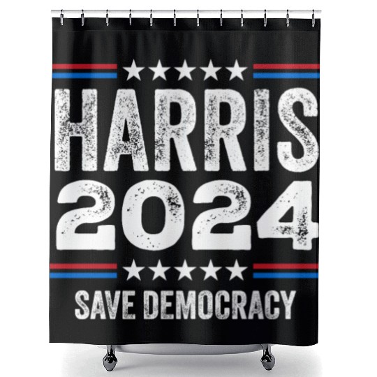 Kamala Harris 2024 Save Democracy US Election Shower Curtains