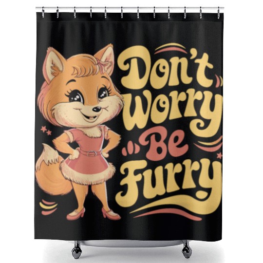 Don't Worry Be Furry Cute Character Design Shower Curtains