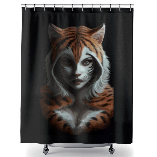 Fierce Jungle Tiger Spirit Fantasy Artwork Shower Curtains