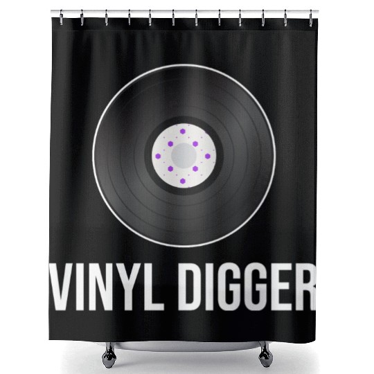 Vinyl Digger Collector Antique Rustic Radio Shower Curtains