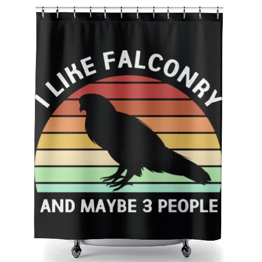 Retro I Like Falconry And Maybe Three People Shower Curtains