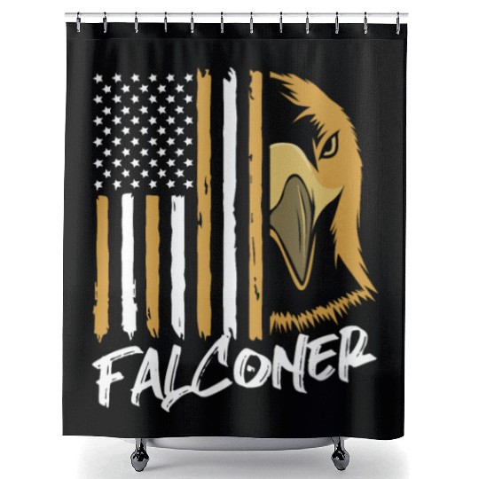 4th Of July US Flag Falcon Bird Lover Falconry Shower Curtains