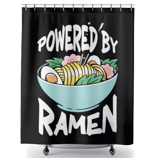 Powered By Ramen Anime Japanese Soup Cup Noodle Shower Curtains