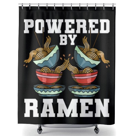 Powered By Ramen Anime Japanese Soup Cup Noodle Shower Curtains
