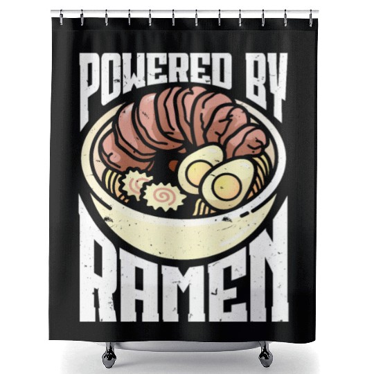 Powered By Ramen Anime Japanese Soup Cup Noodle Shower Curtains