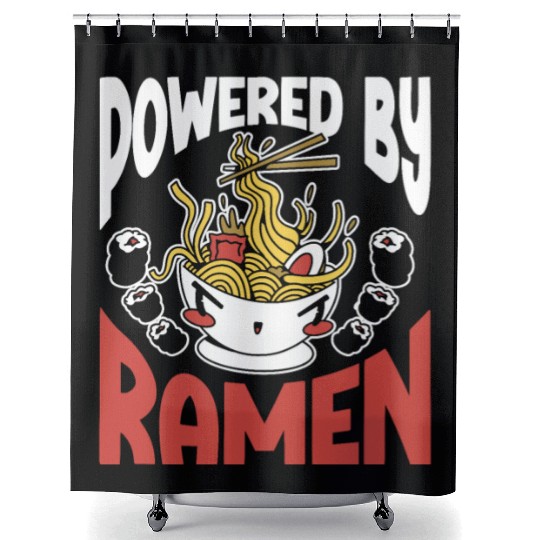 Powered By Ramen Anime Japanese Soup Cup Noodle Shower Curtains