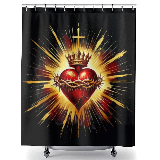 Sacred Heart Jesus Catholic Devotion Shower Curtains