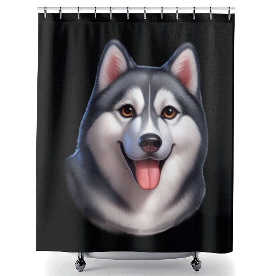 I love my Husky. Funny Husky. Shower Curtains