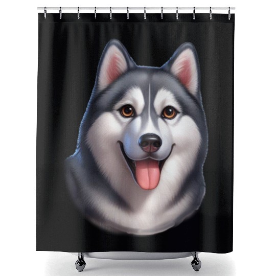 I love my Husky. Funny Husky. Shower Curtains