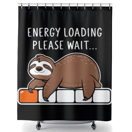 Sloth Energy Loading Please Wait Shower Curtains
