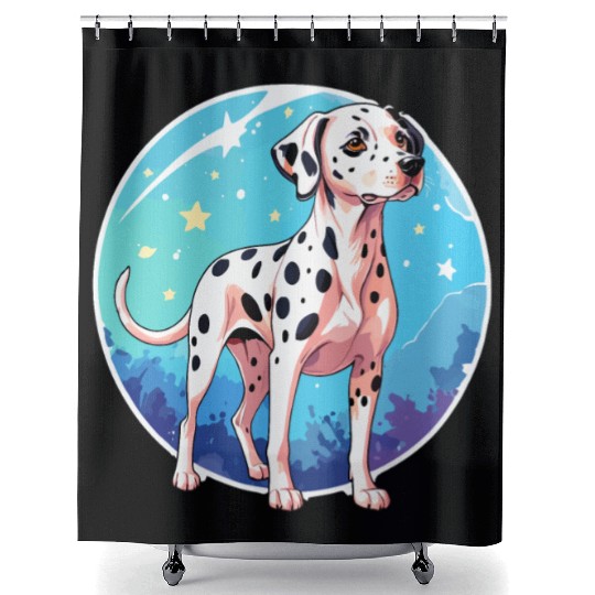 Dalmatian Dog Watercolor Shower Curtains