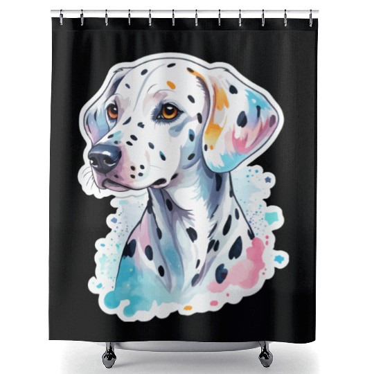 Dalmatian Dog Watercolor Shower Curtains