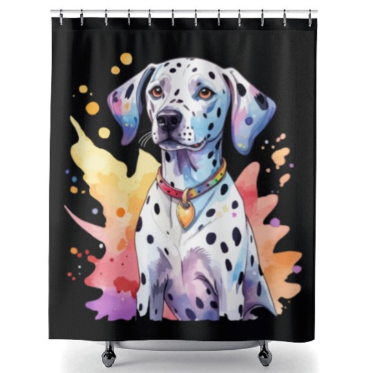 Dalmatian Dog Watercolor Shower Curtains