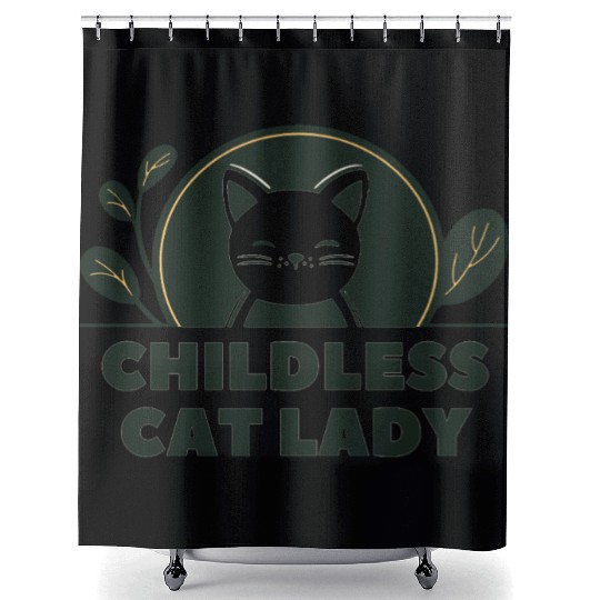 childless cat lady Shower Curtains